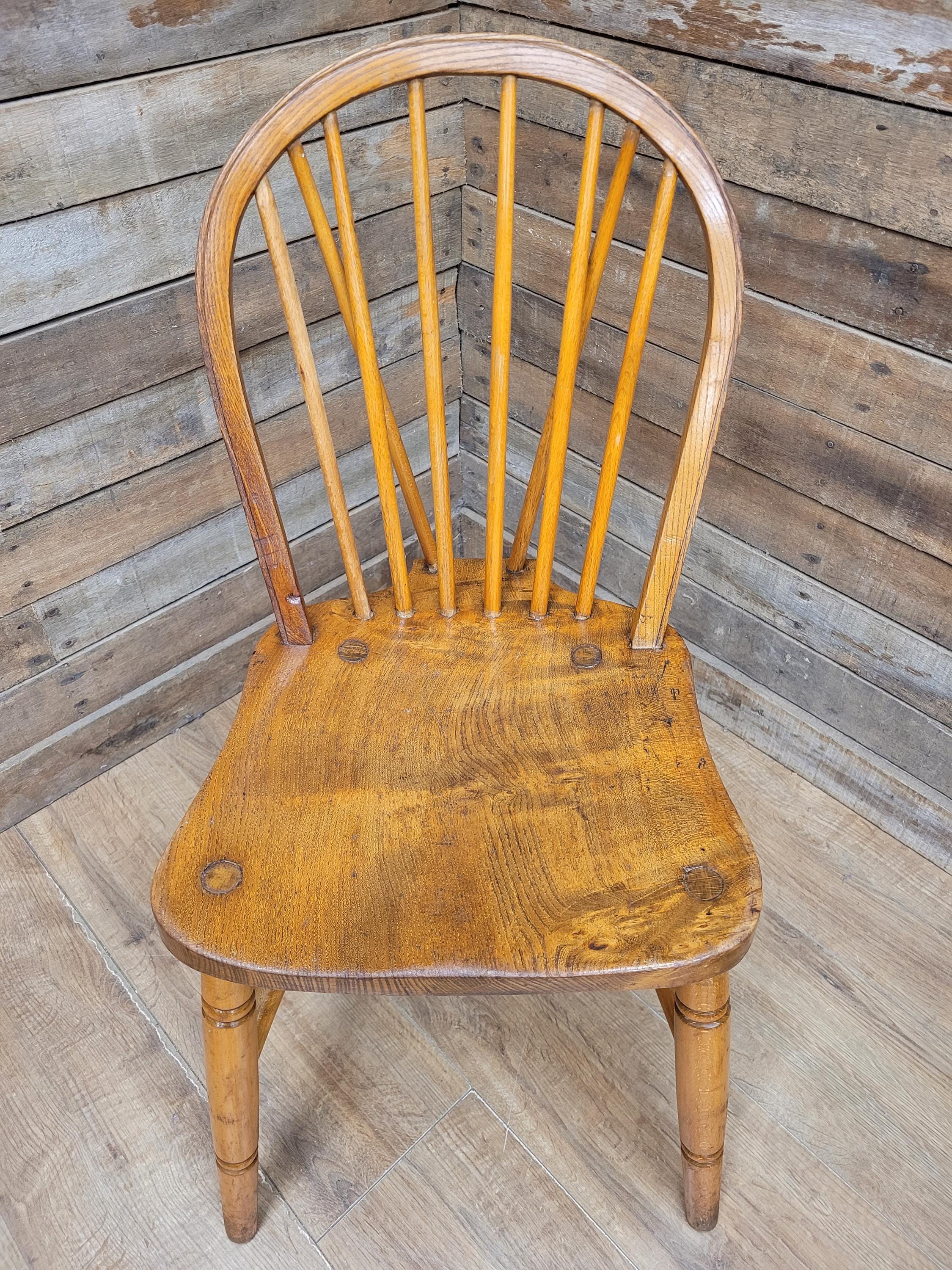 Pair Elm Windsor Kitchen Chairs Air Ministry Hoop Back Vintage