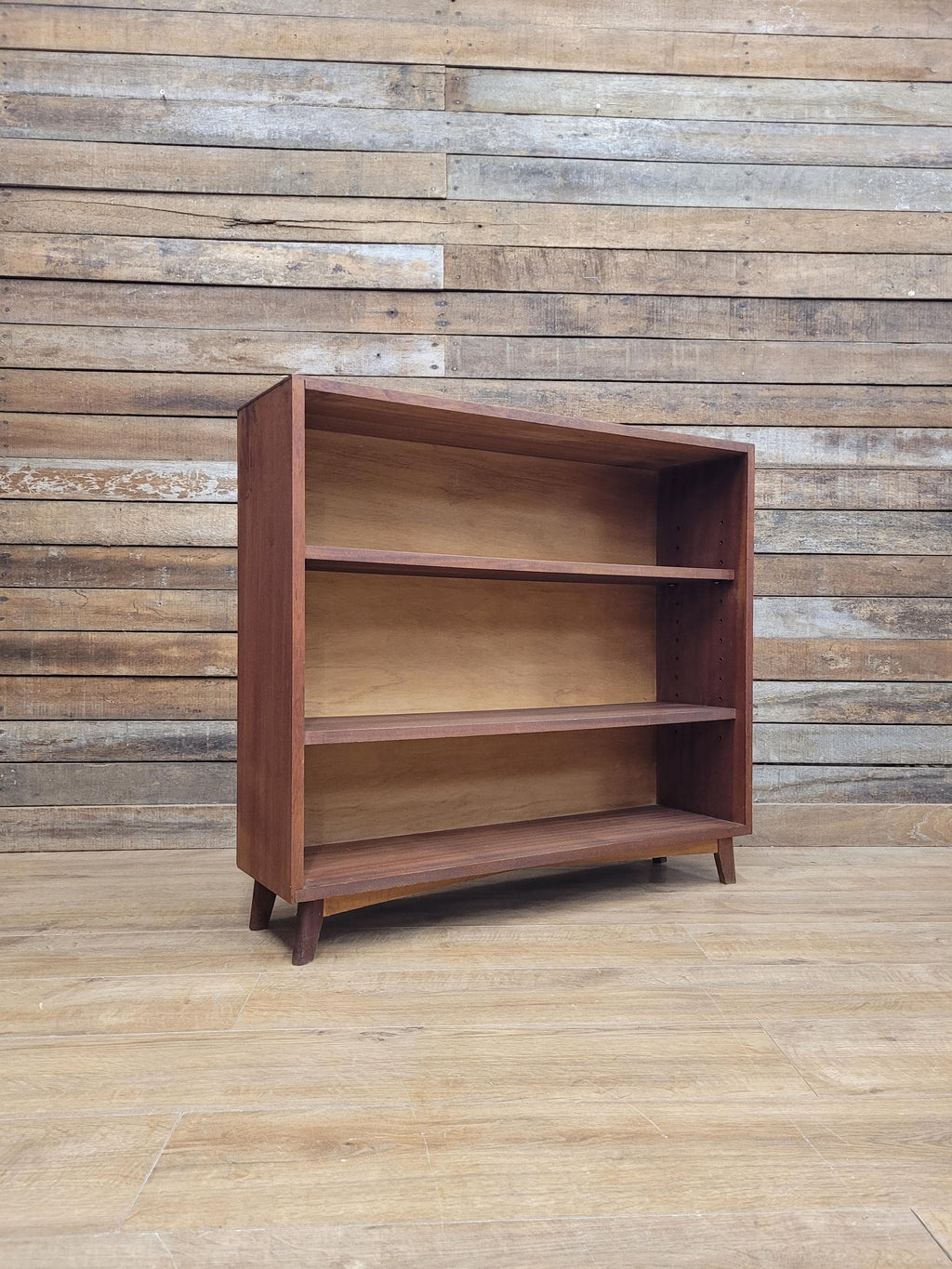 Mid Century Teak Bookcase Open Shelving Adjustable Shelves Cabinet