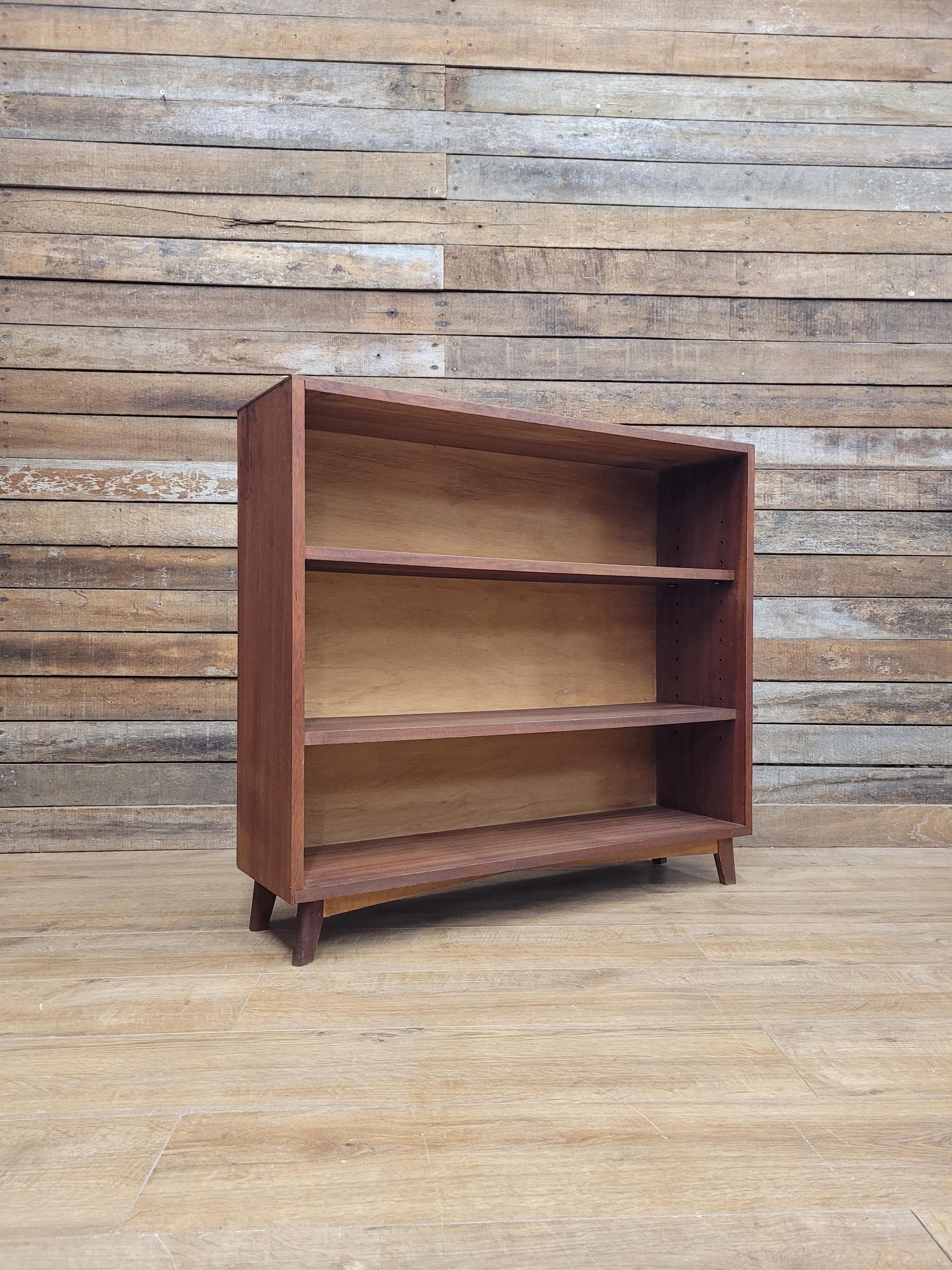 Mid Century Teak Bookcase Open Shelving Adjustable Shelves Cabinet