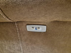 Pair Electric Recliner Faux Leather Armchairs Brown Scroll Arm Lounge