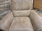 Pair Electric Recliner Faux Leather Armchairs Brown Scroll Arm Lounge