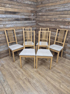 Ikea Borje Oak Dining Chairs Upholstered Seat Set Of Six