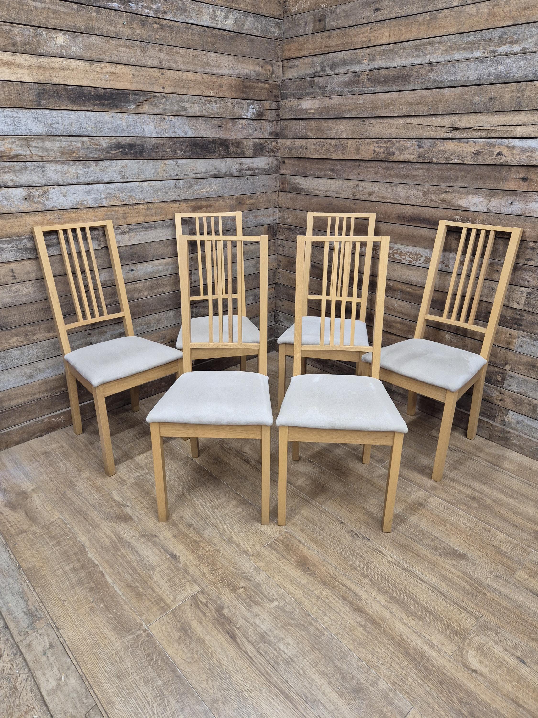 Ikea Borje Oak Dining Chairs Upholstered Seat Set Of Six