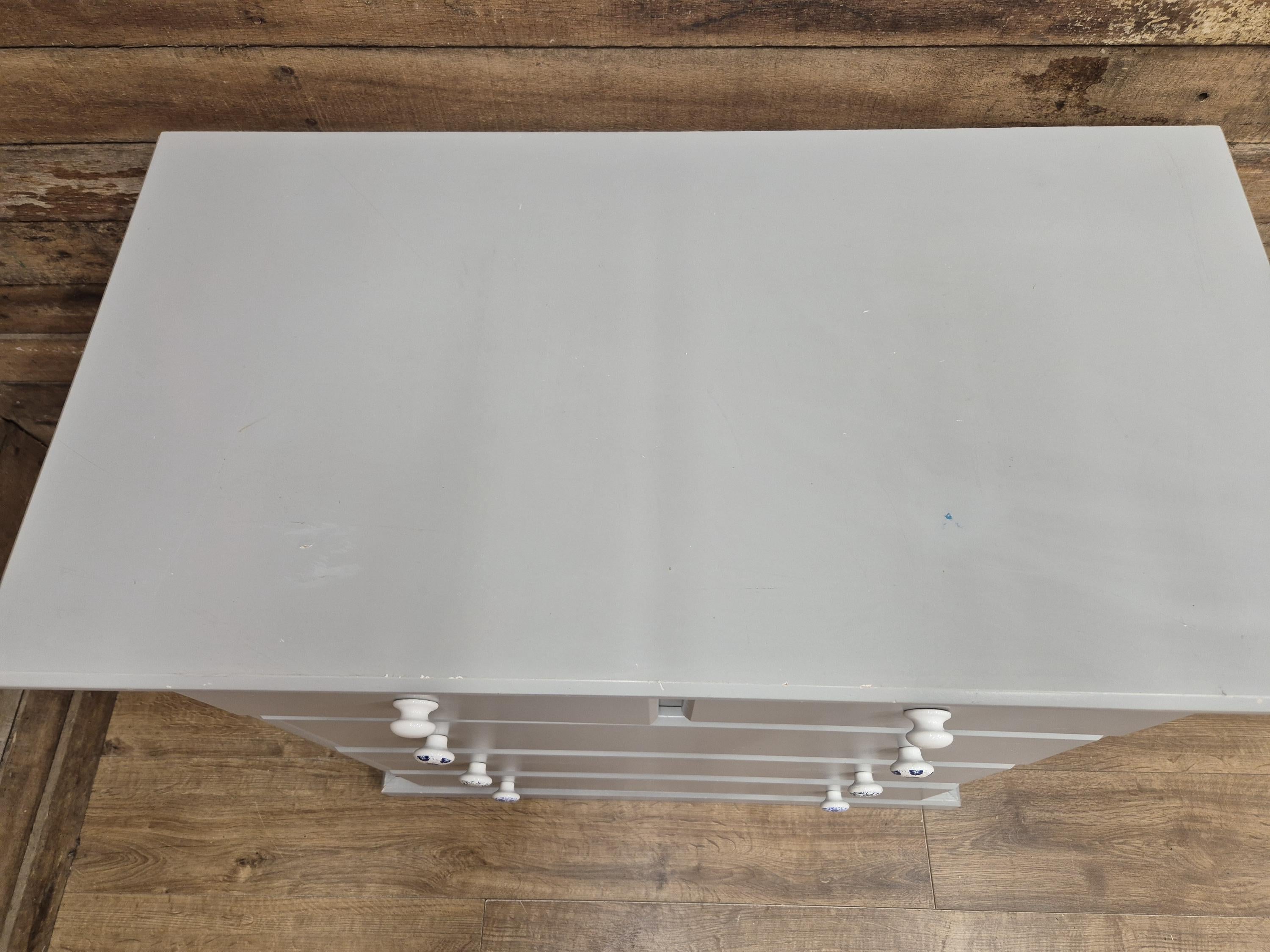 Painted Pine Chest Of Drawers Grey 2 Over 3 Chest Ceramic Handles