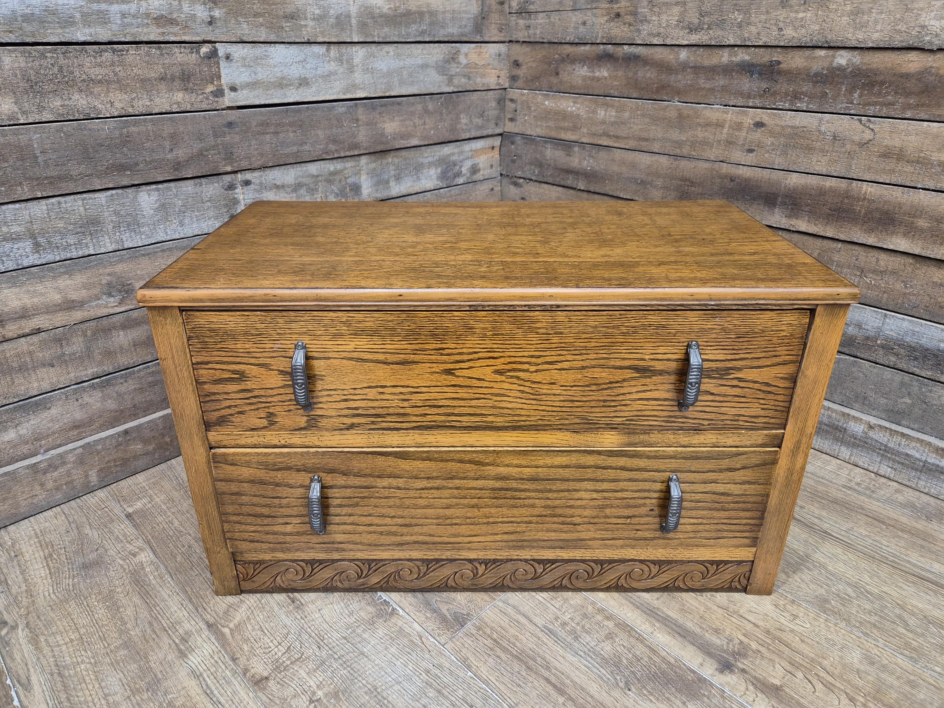 Lebus Oak Two Drawer Blanket Box Storage Chest
