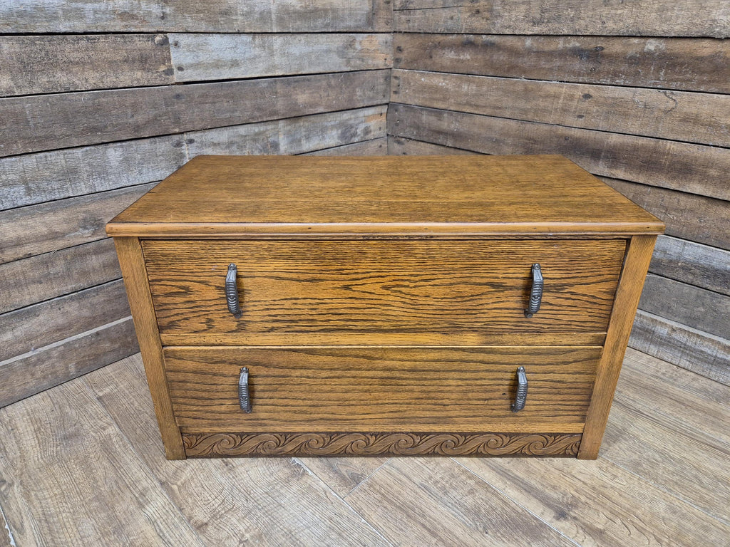 Lebus Oak Two Drawer Blanket Box Storage Chest