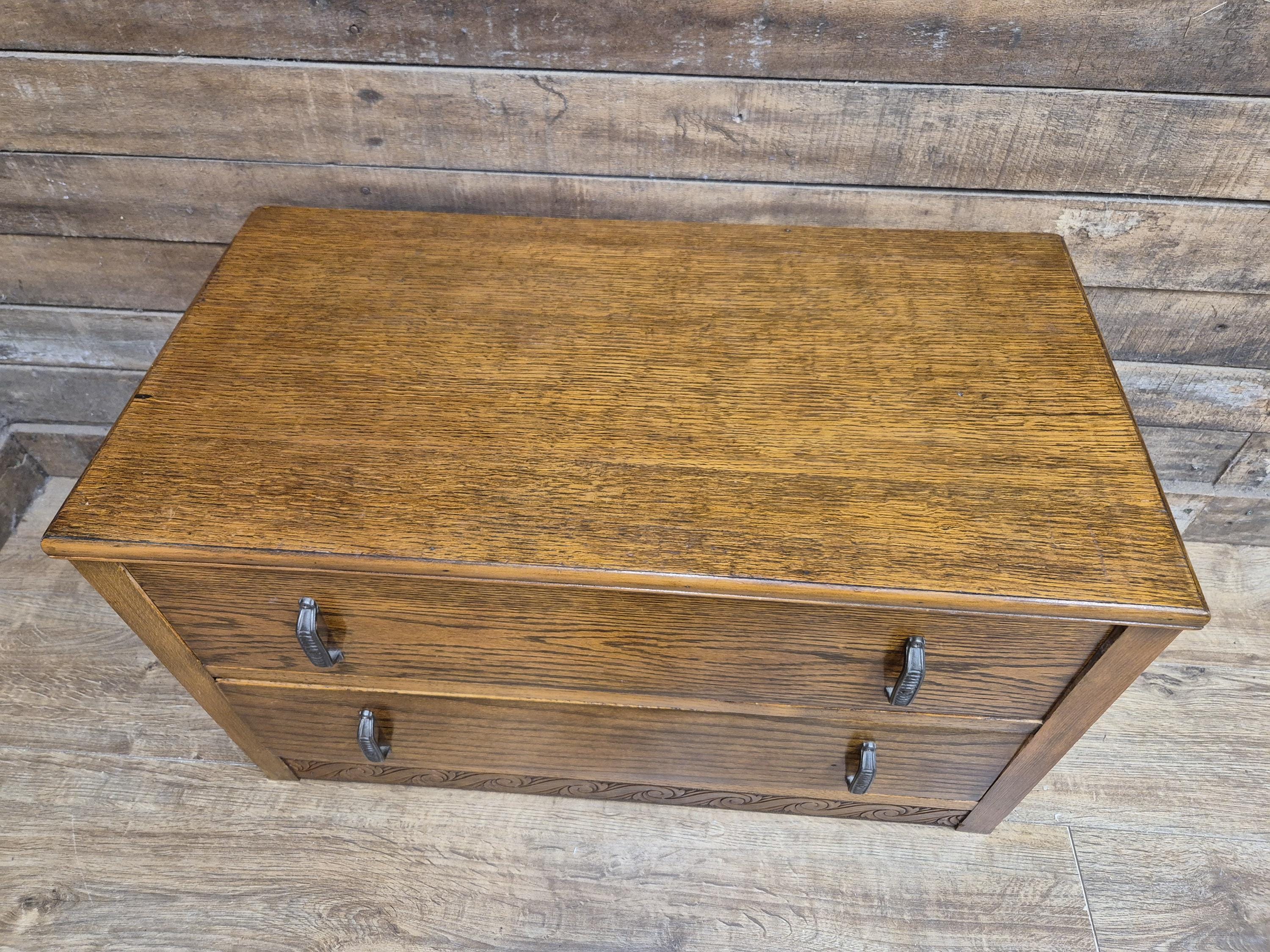Lebus Oak Two Drawer Blanket Box Storage Chest