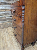 Mahogany Bow Front Chest Of Drawers Regency Style Five Drawer
