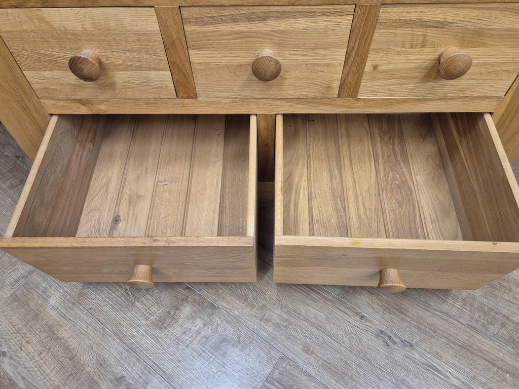 Oak Double Wardrobe Five Drawer Rustic Bedroom Armoire Storage