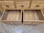 Oak Double Wardrobe Five Drawer Rustic Bedroom Armoire Storage