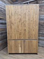 Oak Double Wardrobe Five Drawer Rustic Bedroom Armoire Storage