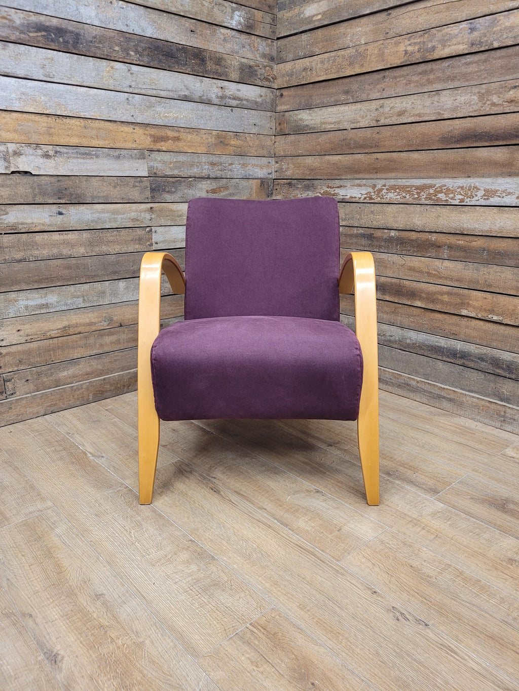 IKEA Bentwood Armchair Halabala Style Lounge Chair Purple Fabric