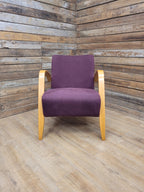 IKEA Bentwood Armchair Halabala Style Lounge Chair Purple Fabric