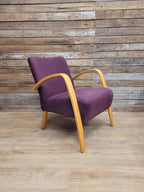 IKEA Bentwood Armchair Halabala Style Lounge Chair Purple Fabric