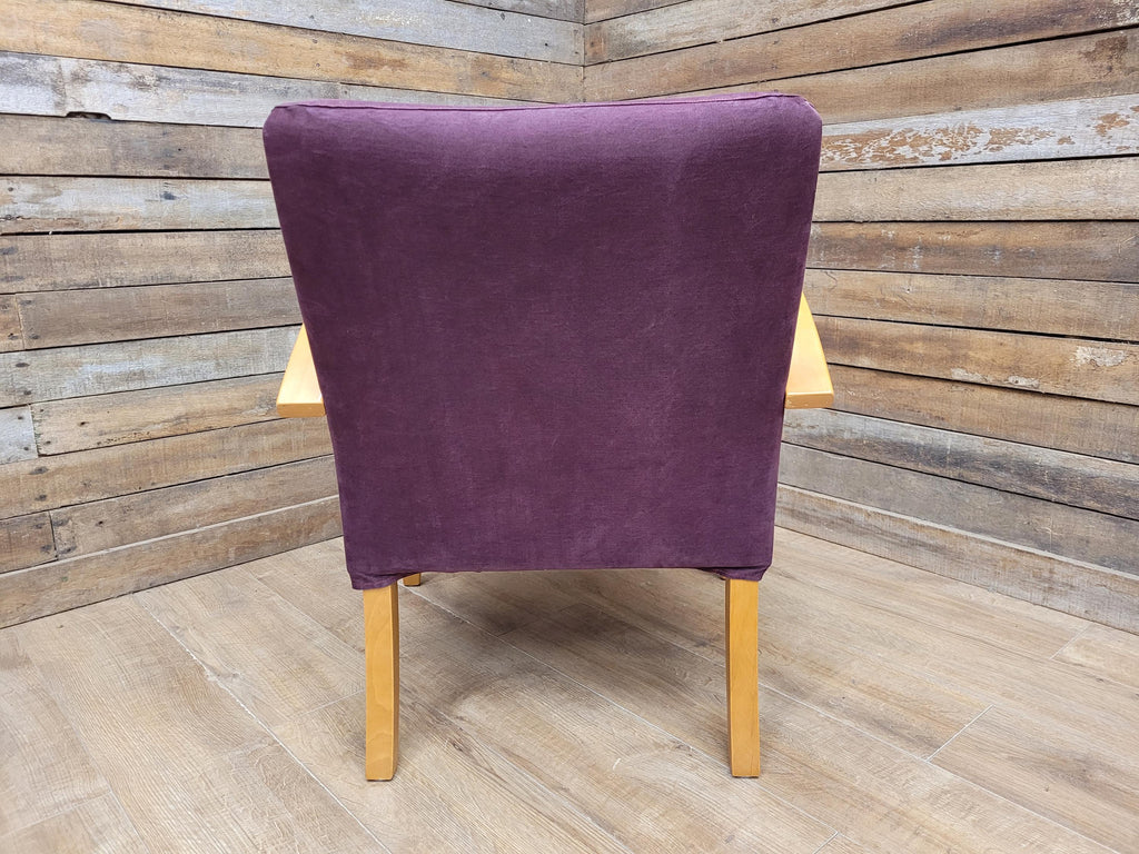IKEA Bentwood Armchair Halabala Style Lounge Chair Purple Fabric