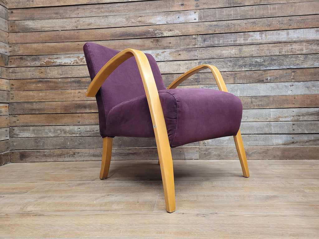 IKEA Bentwood Armchair Halabala Style Lounge Chair Purple Fabric