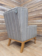 Old Charm Blakeney Wingback Armchair Oak Fireside Chair Striped Upholstery
