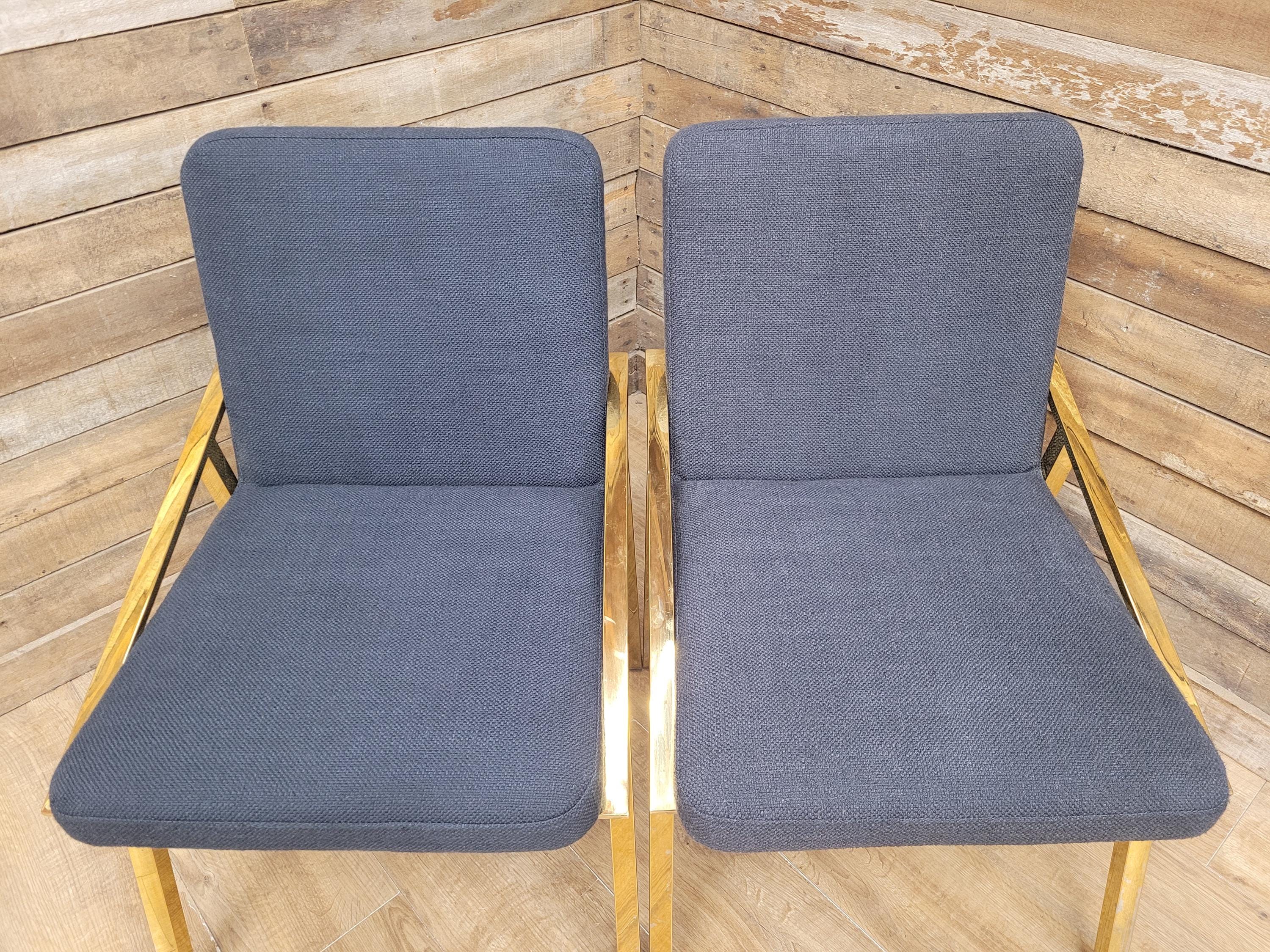 Eichholtz Reynolds Dining Chairs Gold Finish Contemporary Upholstered Set Four