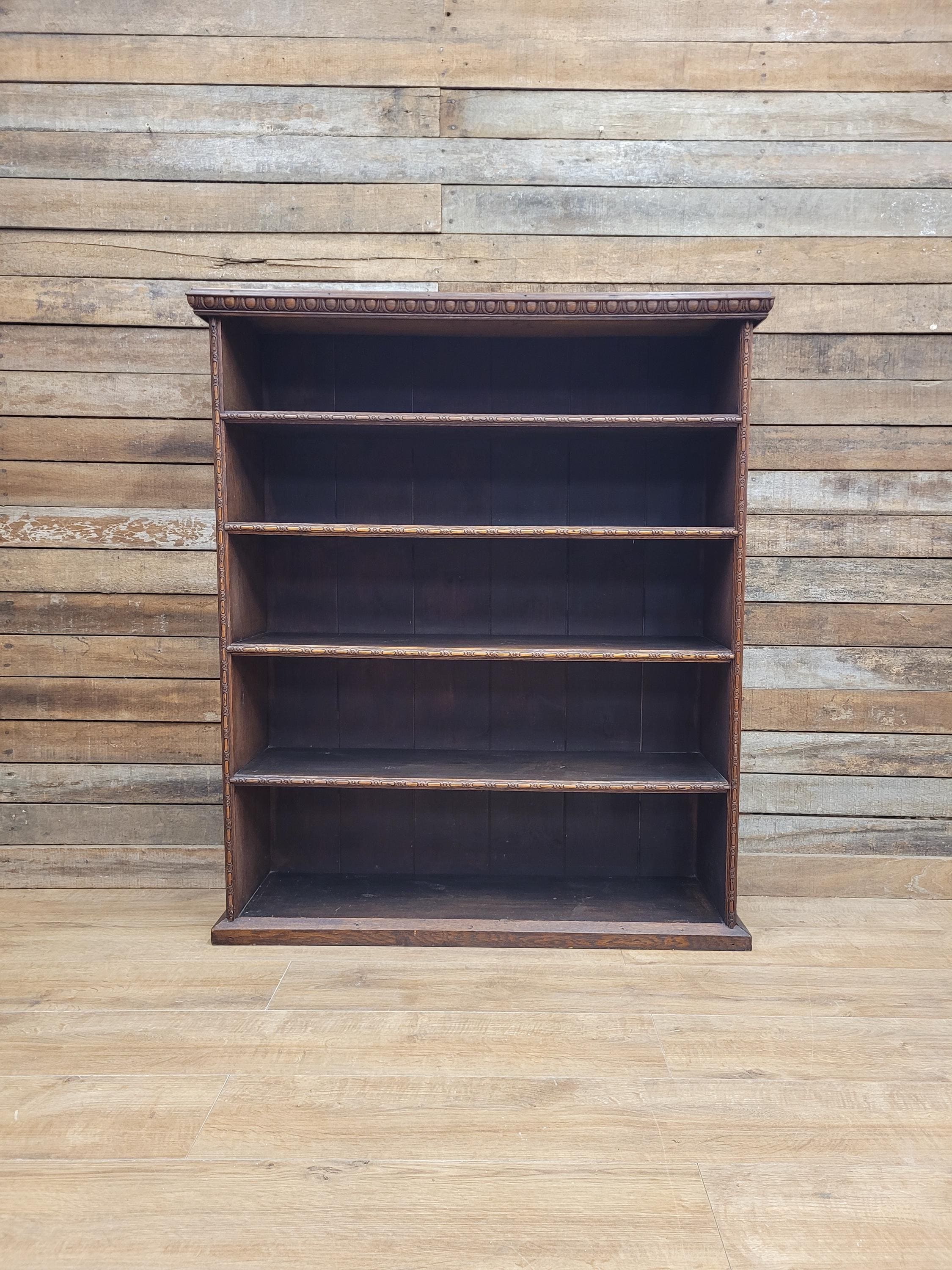 Victorian Oak Open Bookcase Antique Five Shelf Display Cabinet