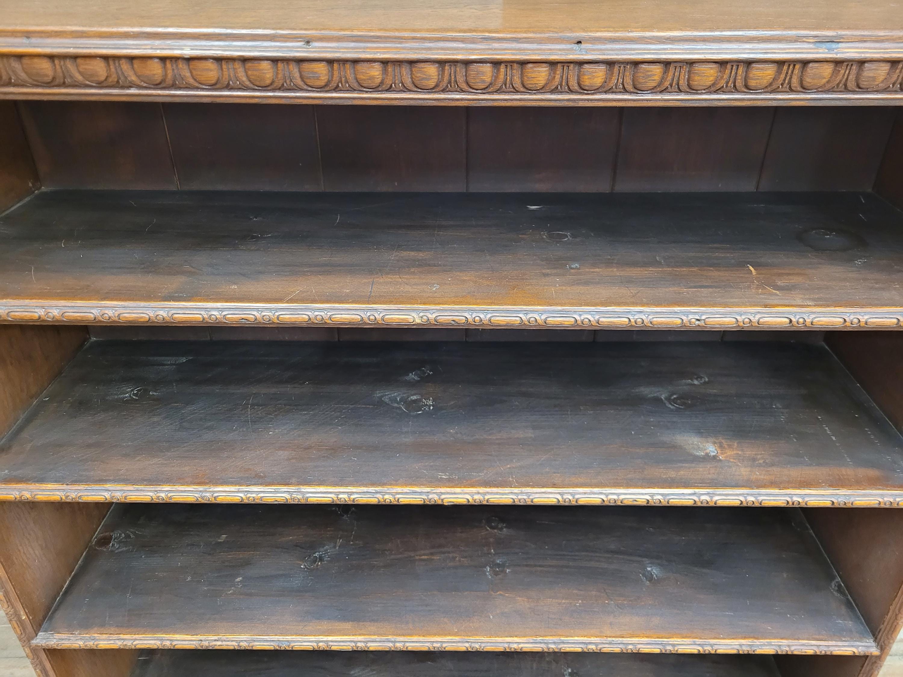 Victorian Oak Open Bookcase Antique Five Shelf Display Cabinet