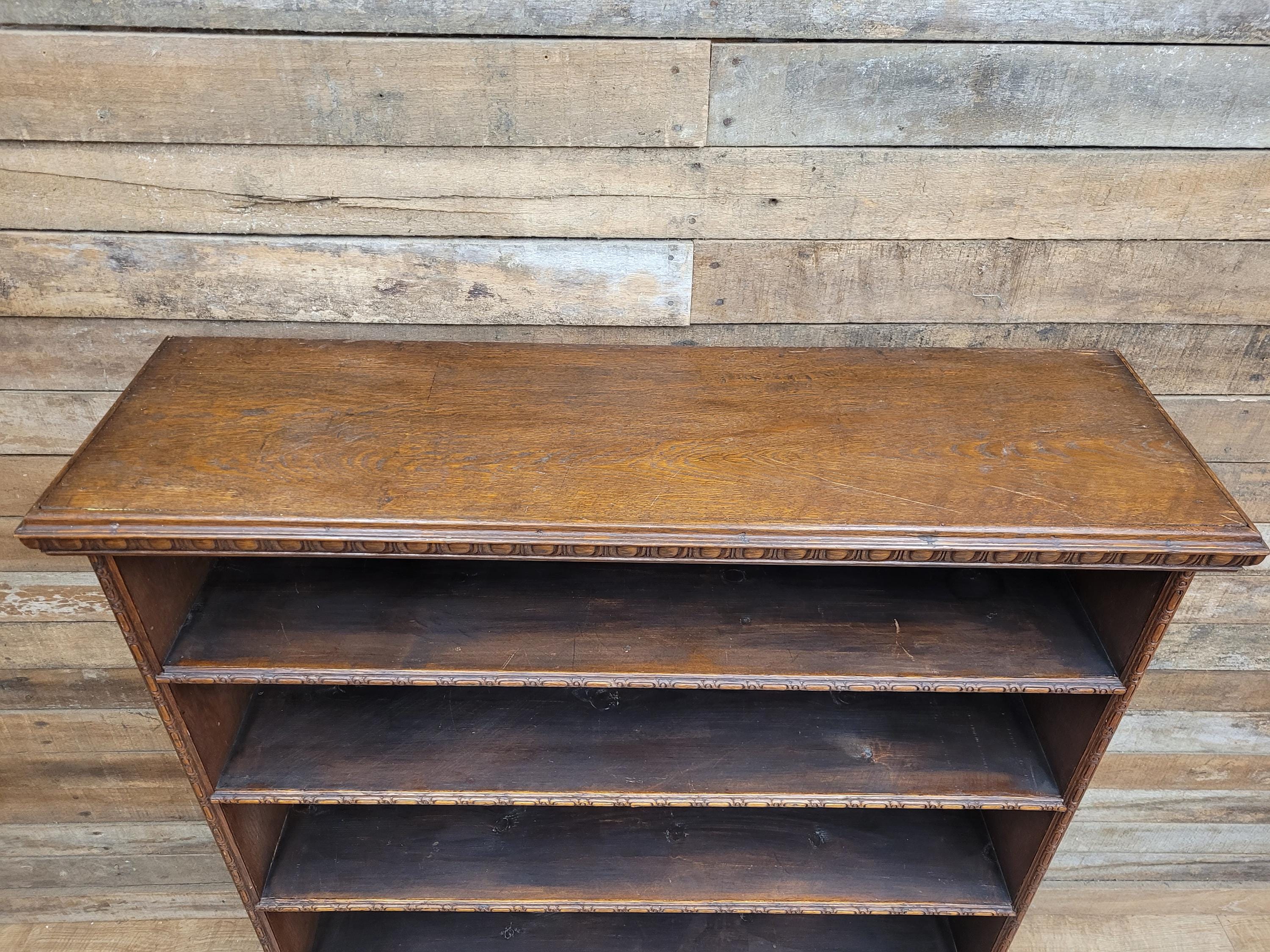 Victorian Oak Open Bookcase Antique Five Shelf Display Cabinet