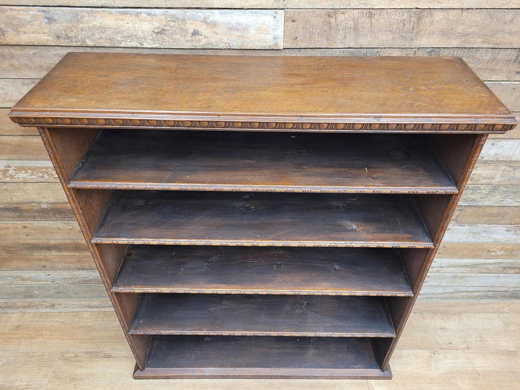 Victorian Oak Open Bookcase Antique Five Shelf Display Cabinet