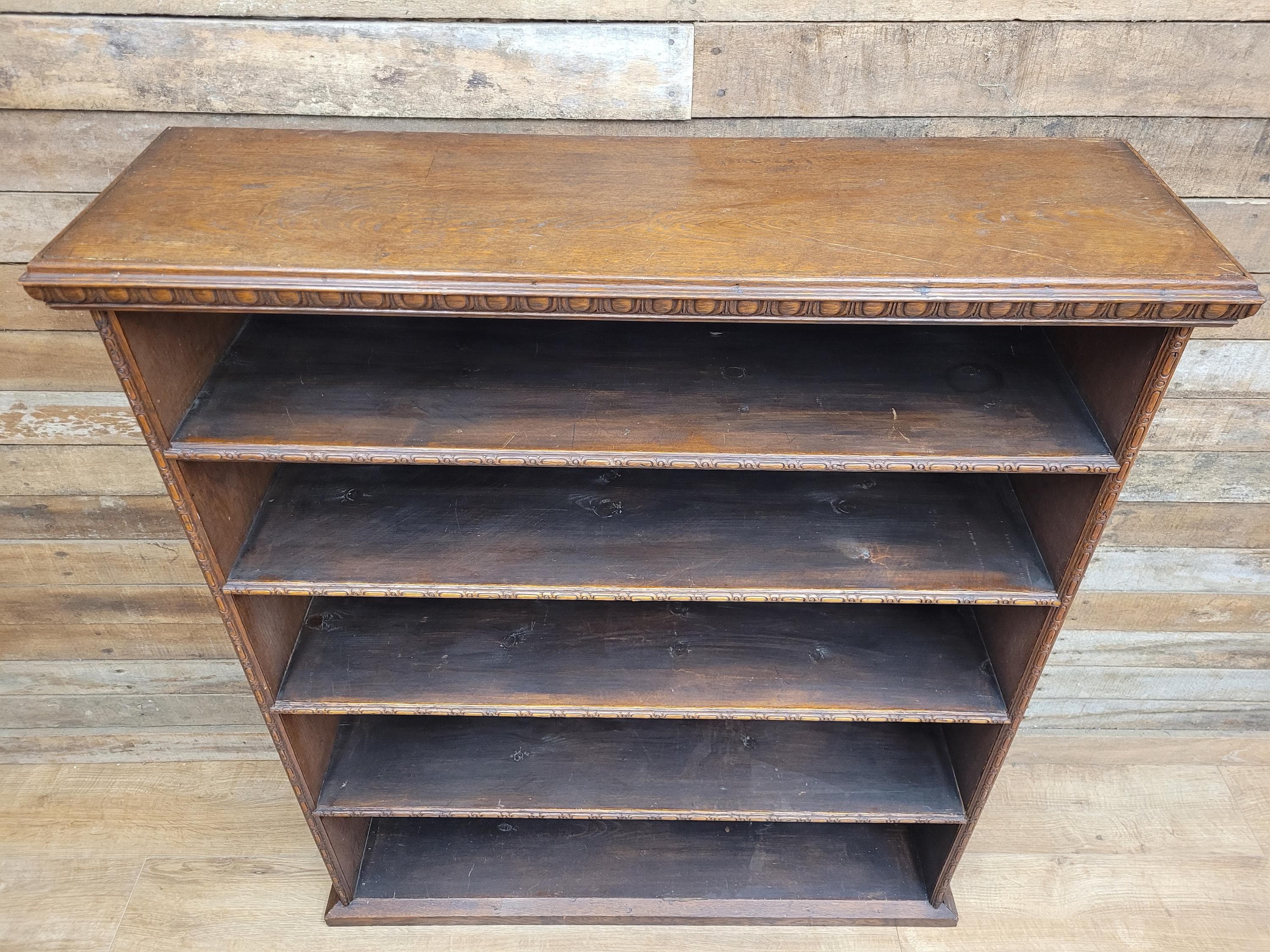 Victorian Oak Open Bookcase Antique Five Shelf Display Cabinet