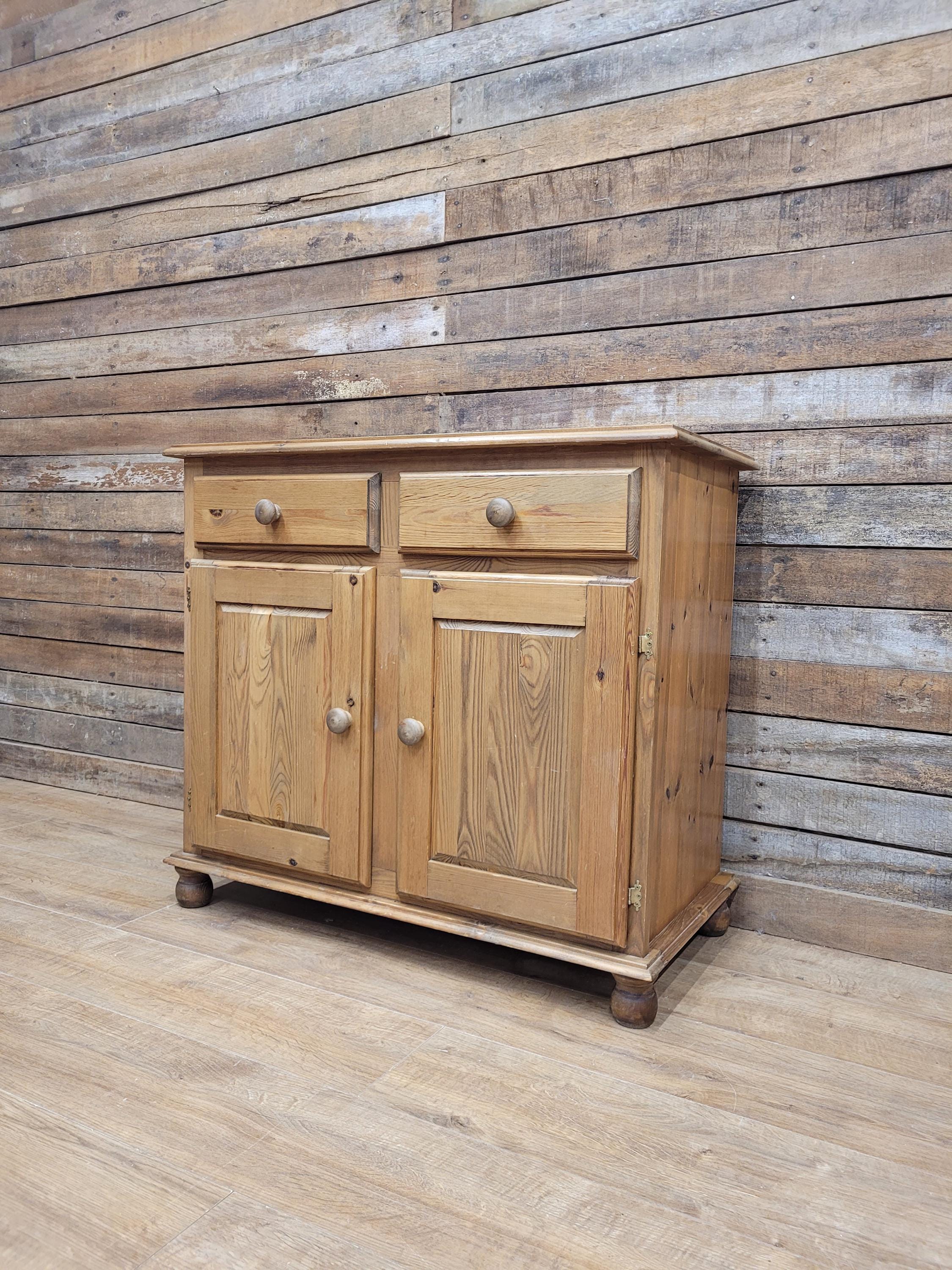 Pine Sideboard Cupboard Rustic Farmhouse Two Drawer Two Door Cabinet