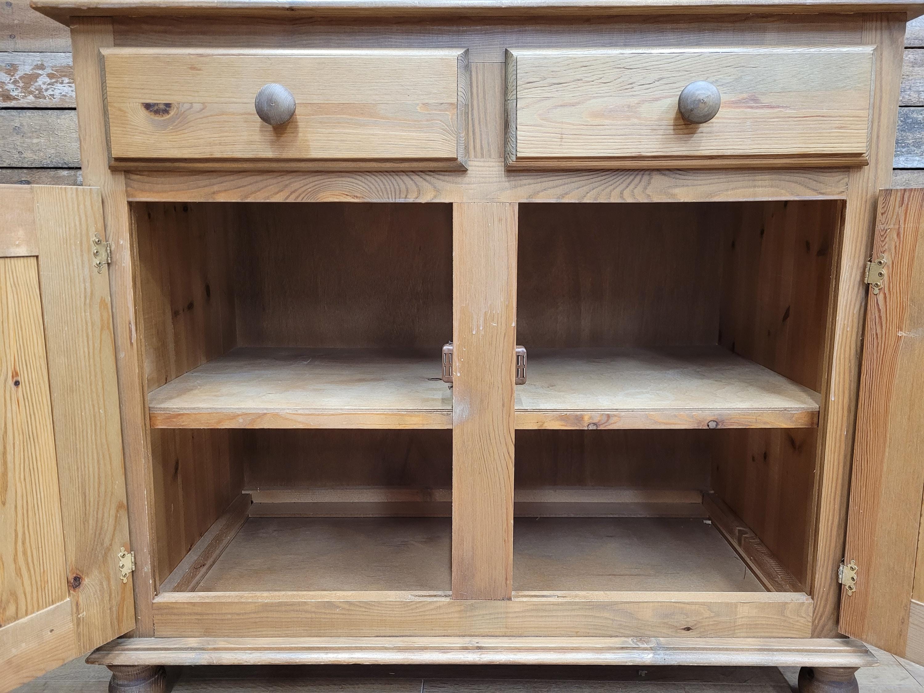 Pine Sideboard Cupboard Rustic Farmhouse Two Drawer Two Door Cabinet