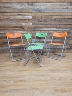 IKEA Folding Chairs Plastic Metal Stackable Dining Kitchen Set Four