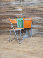 IKEA Folding Chairs Plastic Metal Stackable Dining Kitchen Set Four
