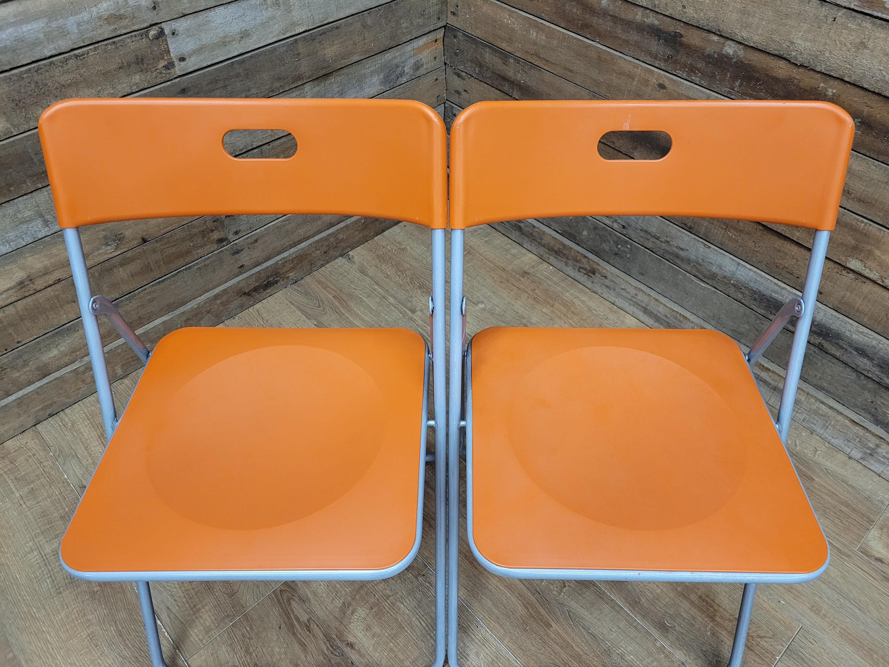 IKEA Folding Chairs Plastic Metal Stackable Dining Kitchen Set Four