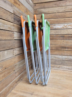 IKEA Folding Chairs Plastic Metal Stackable Dining Kitchen Set Four