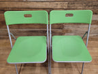 IKEA Folding Chairs Plastic Metal Stackable Dining Kitchen Set Four