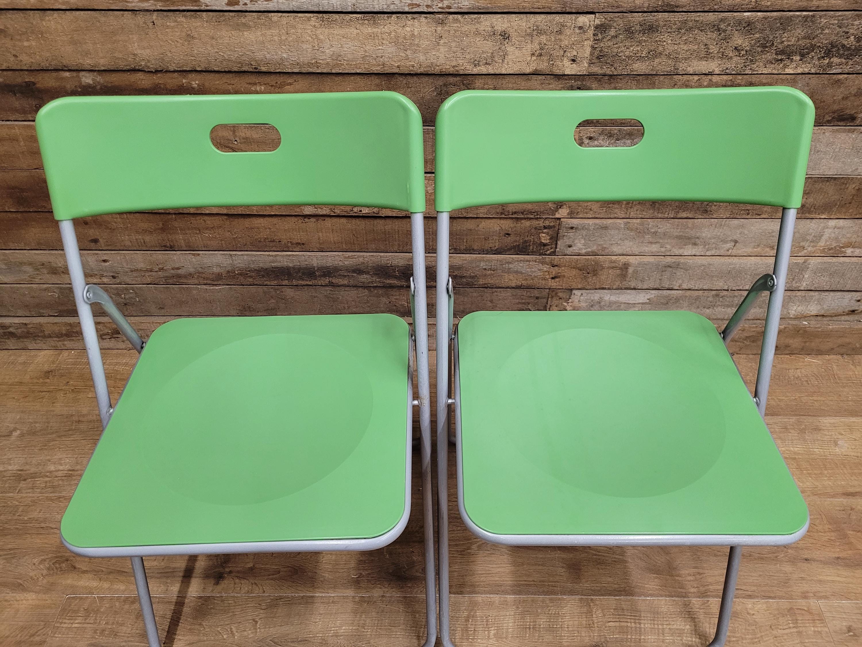 IKEA Folding Chairs Plastic Metal Stackable Dining Kitchen Set Four