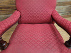 Victorian Armchair Mahogany Upholstered Library Lounge Chair Castors