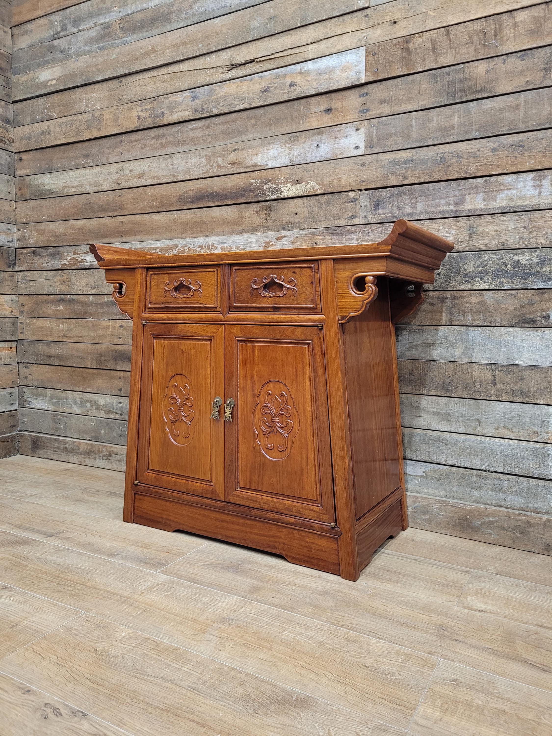 Hardwood Sideboard Cabinet Carved Two Drawer Two Door Cupboard
