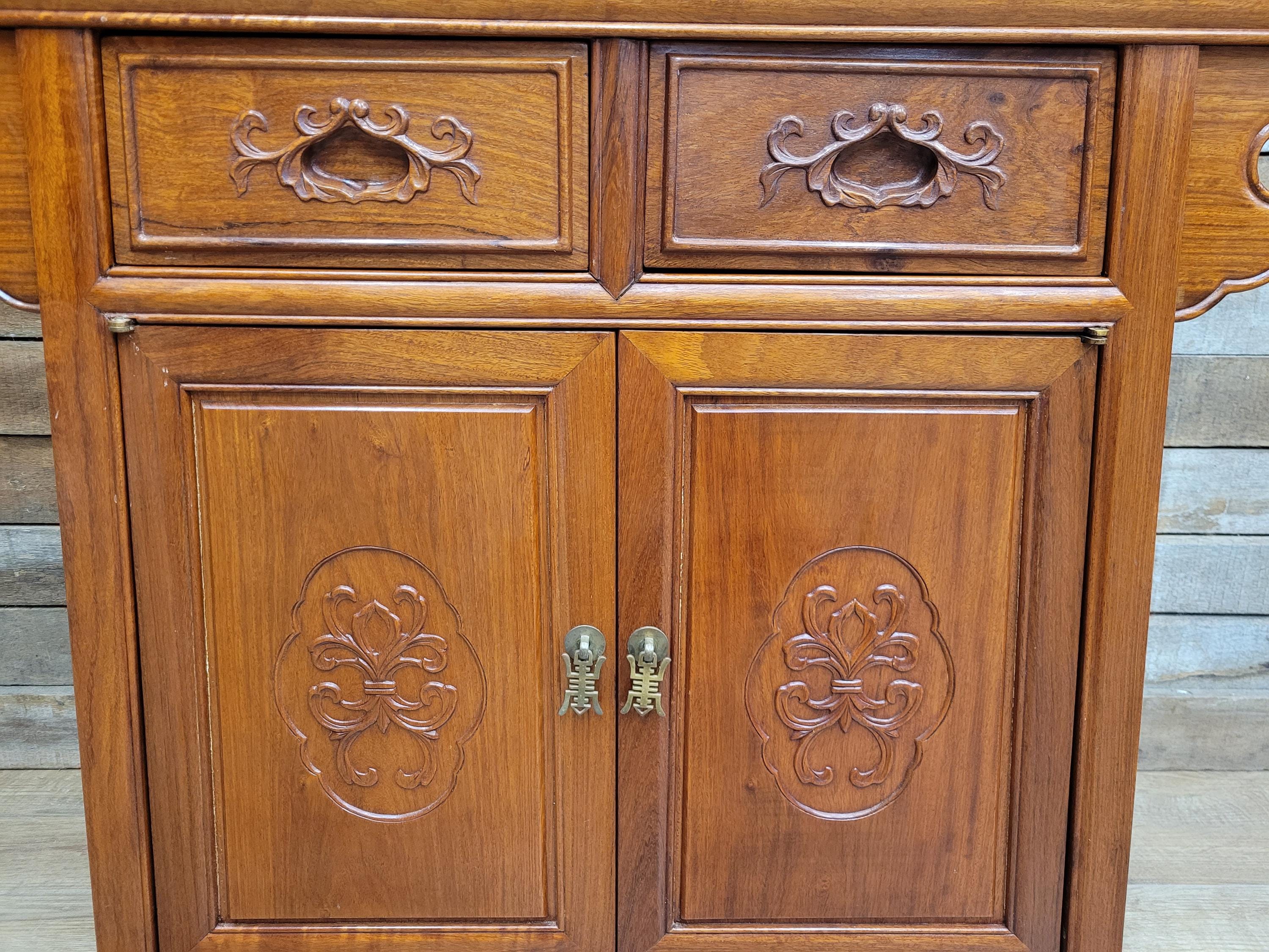 Hardwood Sideboard Cabinet Carved Two Drawer Two Door Cupboard