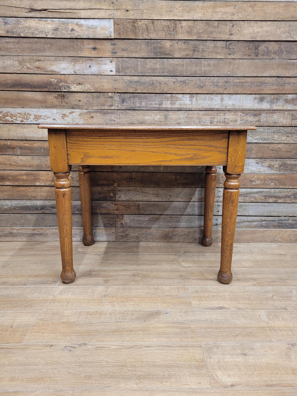 Edwardian Oak Side Table Single Drawer Turned Leg Lamp Table