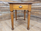 Edwardian Oak Side Table Single Drawer Turned Leg Lamp Table