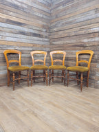 Dining Chairs Mahogany Victorian Balloon Back Velour Set Four