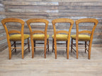 Dining Chairs Mahogany Victorian Balloon Back Velour Set Four