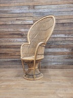 Peacock Chair Rattan Wicker Bohemian High Back Mid Century Vintage Armchair