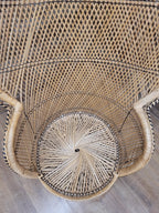 Peacock Chair Rattan Wicker Bohemian High Back Mid Century Vintage Armchair