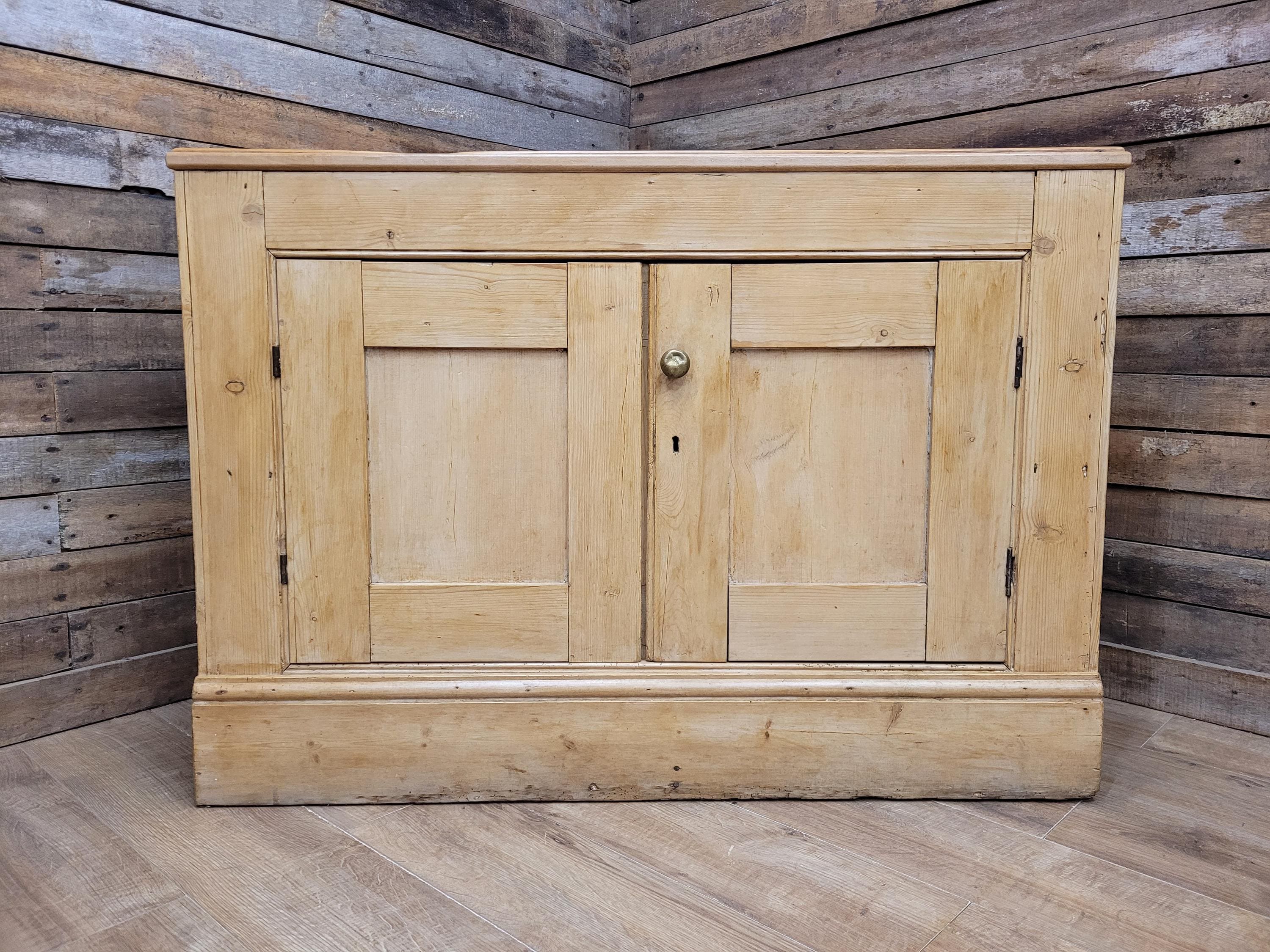 Victorian Pine Cupboard Rustic Country Two Door Side Cabinet