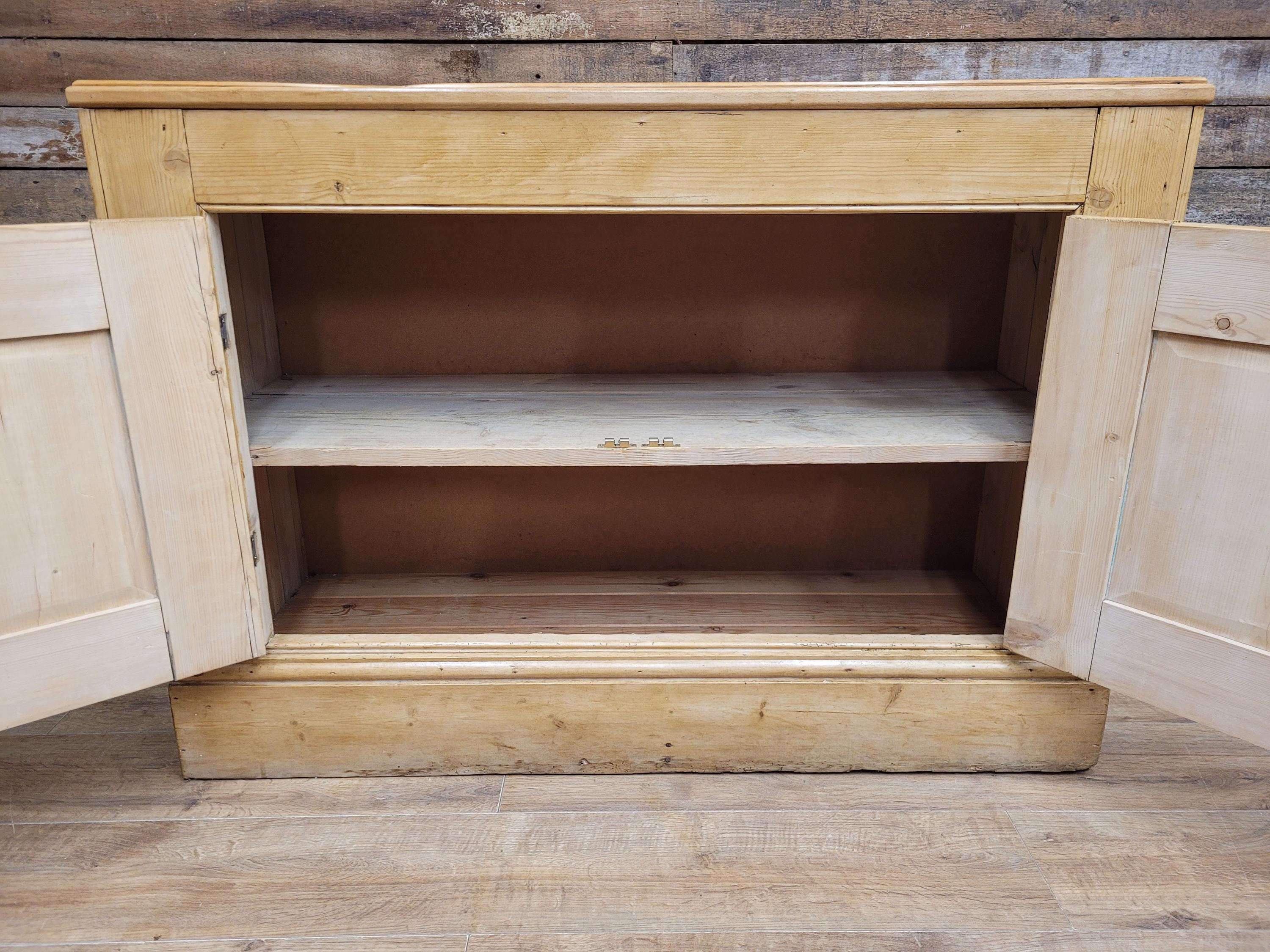 Victorian Pine Cupboard Rustic Country Two Door Side Cabinet
