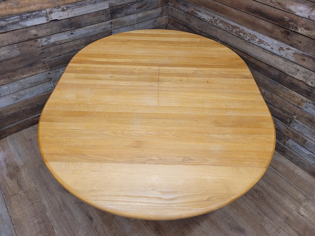 Oak Dining Table Extending Round Pedestal Painted Base