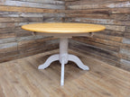 Oak Dining Table Extending Round Pedestal Painted Base