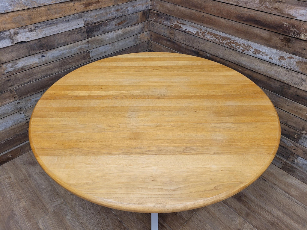 Oak Dining Table Extending Round Pedestal Painted Base
