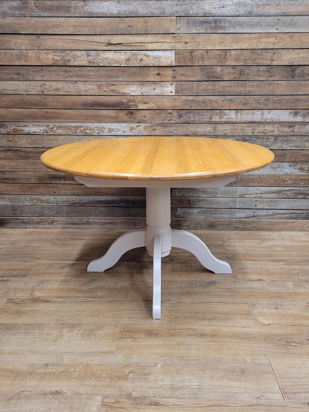 Oak Dining Table Extending Round Pedestal Painted Base